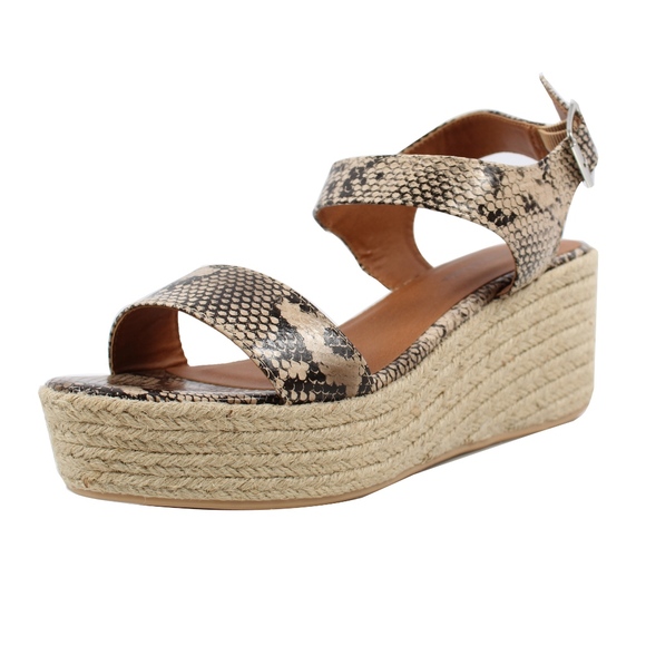 Natural Python Open Toe Ankle Strap Espadrille - Picture 3 of 6